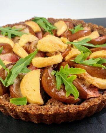 beet and pear quiche buckwheat crust, vegan gluten free