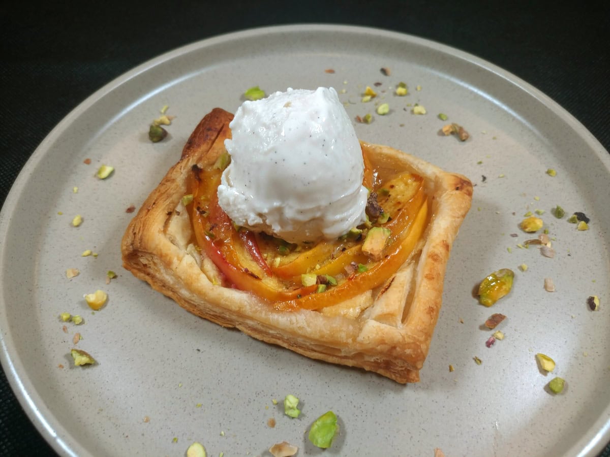 All Recipes Puff Pastry With Nectarine & Vegan Goat Cheese