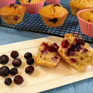 vegan blueberry muffins with blueberry jam